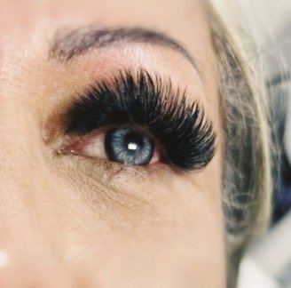 Lash extensions close-up